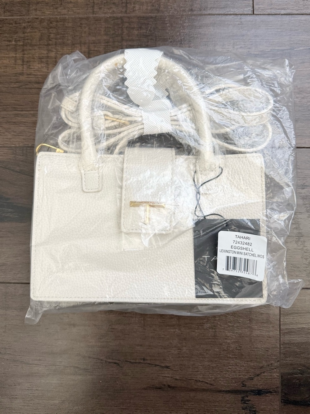 Tahari Mini Satchel Crossbody Bag Eggshell Cream Gold Hardware NWT